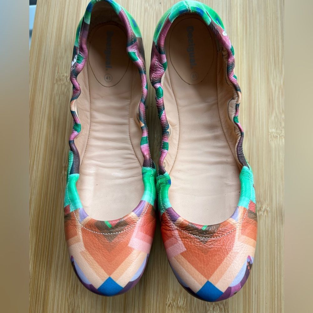 Desigual Colorful Geometric Ballet Flats, Size EU411, Colorful, Dopamine vibe